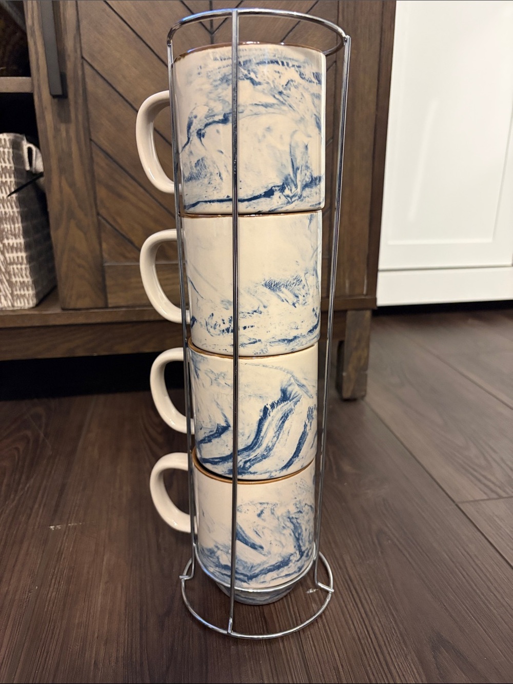 Set of 4 Vintage Boston Warehouse Sea Wave Coffee Mugs